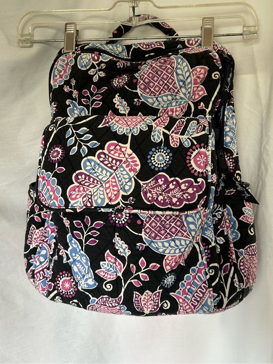 Vera Bradley Handbags - Vera Bradley Black Floral Pattern Backpack w/Pink & Blue Accents. 14x12x6